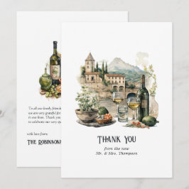 Italienische Hochzeit in Urlaubsort Wasserfarbe Dankeskarte