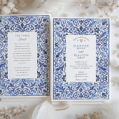 Italienische Hochzeit mit blauem Tile Einladung