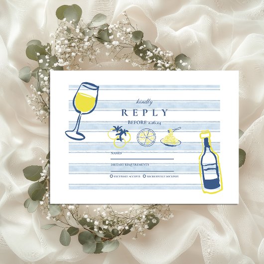 Italienische Hochzeit mit handgezogenen Lebensmitt RSVP Karte