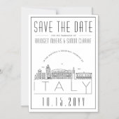 Italienische Hochzeit | Stilisierte Skyline Save t Magneteinladung (Vorderseite)
