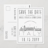Italienische Hochzeit | Stilisierte Skyline Save t Postkarte (Vorne/Hinten)