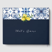 Italienische Hochzeit von Navy Tile Mediterranean Gästebuch (Rückseite)