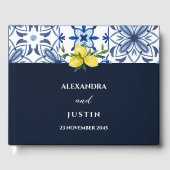 Italienische Hochzeit von Navy Tile Mediterranean Gästebuch (Vorderseite)