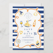Italienische Hochzeitsdoodles Save The Date (Vorderseite)