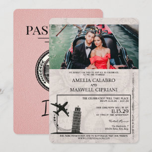 Italienische Hochzeitseinladung im Stil eines rosa Einladung