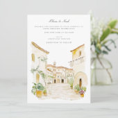 Italienische Hochzeitskarte für Wasserfarben der T Einladung (Stehend Vorderseite)