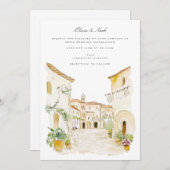 Italienische Hochzeitskarte für Wasserfarben der T Einladung (Vorne/Hinten)