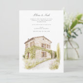 Italienische Hochzeitskarte für Wasserfarben der T Einladung (Stehend Vorderseite)