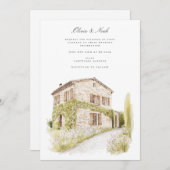 Italienische Hochzeitskarte für Wasserfarben der T Einladung (Vorne/Hinten)