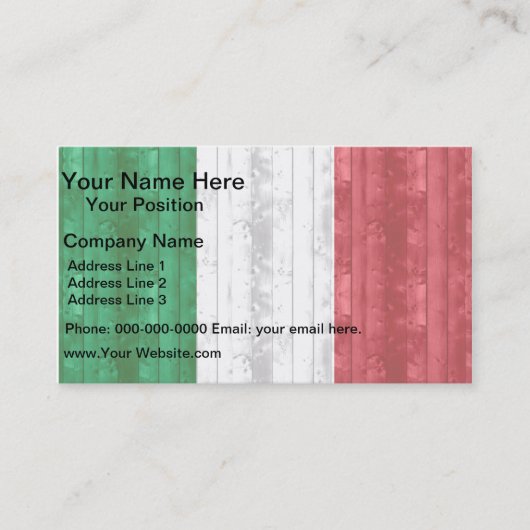 Italienische Holzflagge Visitenkarte (Vorderseite)
