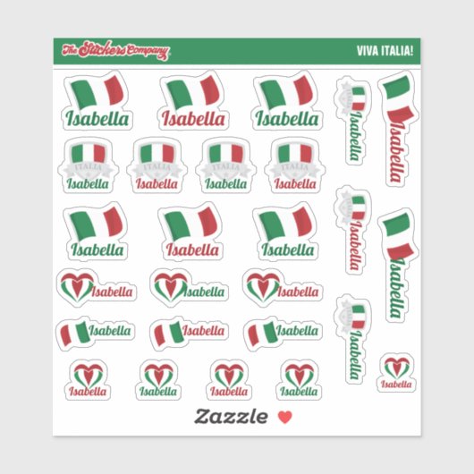 Italienische Individuelle Name Labels | Italien (Blatt)