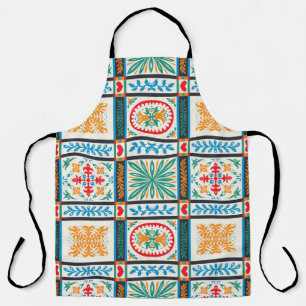 Italienische Kachel aus Majolika. Stickerei mit Bl Schürze