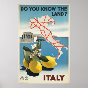 Italienische Karte und Lemons Vintage Travel Poste Poster