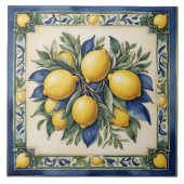 Italienische Keramik Lemon Tile Blue Majolica Fliese (Vorderseite)