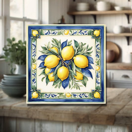 Italienische Keramik Lemon Tile Blue Majolica Fliese