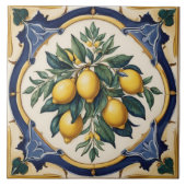 Italienische Keramik Lemon Tile Blue Majolica Fliese (Vorderseite)