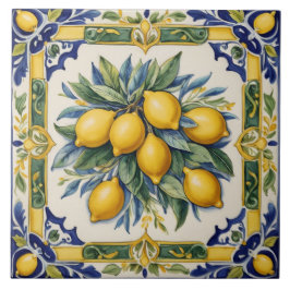 Italienische Keramik Lemon Tile Blue Majolica Fliese