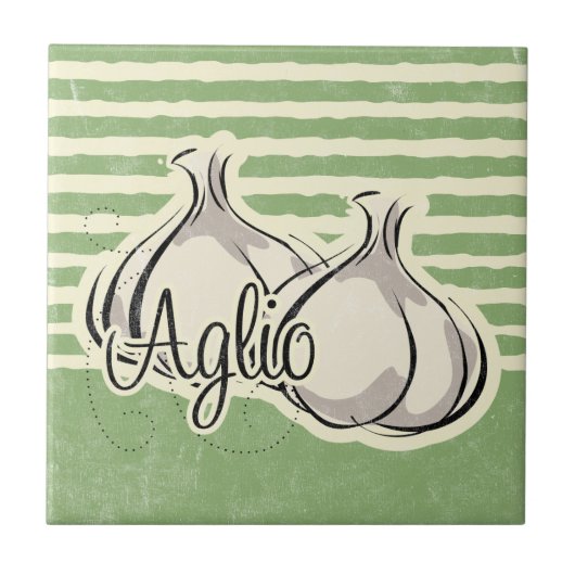 Italienische Knoblauch-Fliese Trivet Fliese (Vorderseite)