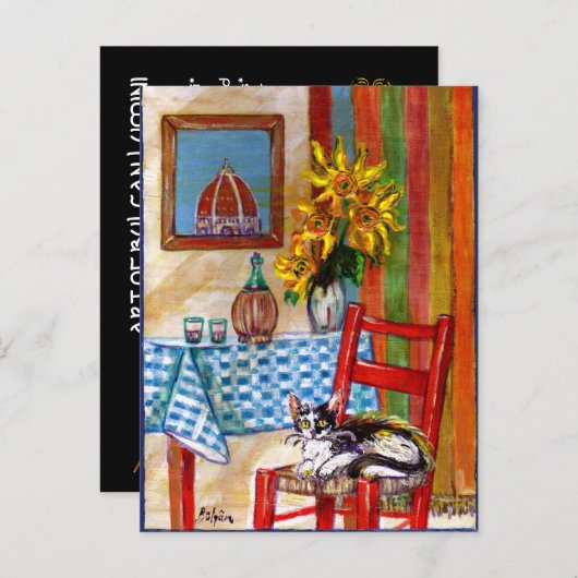 ITALIENISCHE KÜCHE IN FLORENZ EINLADUNGSPOSTKARTE (Vorne/Hinten)