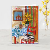 ITALIENISCHE KÜCHE IN FLORENZ / MUTTERTAG KARTE (Gelbe Blume)