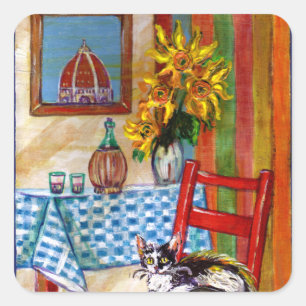 ITALIENISCHE KÜCHE IN FLORENZ QUADRATISCHER AUFKLEBER