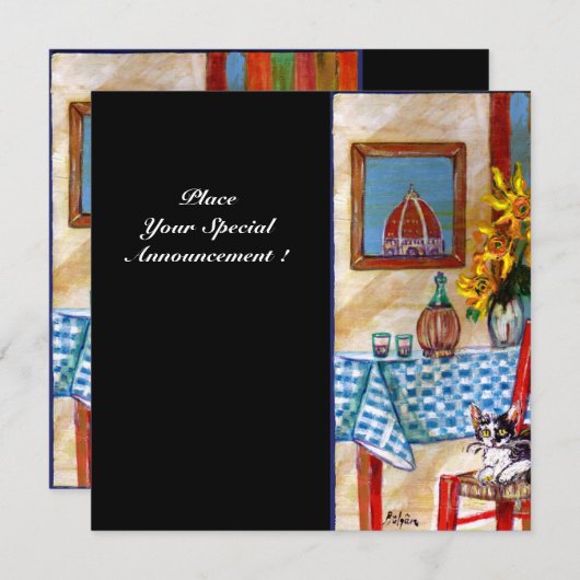 ITALIENISCHE KÜCHE IN FLORENZ, rot blau, weiß, sch Einladung (Vorne/Hinten)