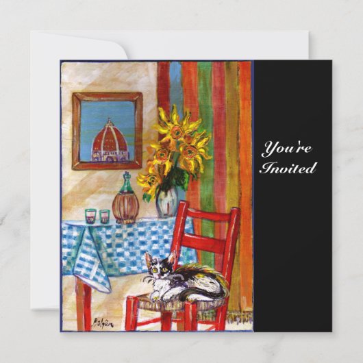 ITALIENISCHE KÜCHE IN FLORENZ, rot blau, weiß, sch Einladung (Rückseite)