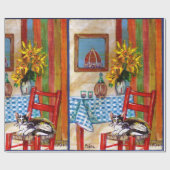 ITALIENISCHE KÜCHE IN FLORENZ, SONNENBLUMEN UND CA GESCHENKPAPIER (Flach)