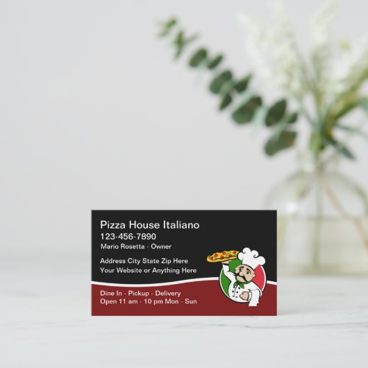 Italienische Küche Pizza Restaurant Business Cards Visitenkarte (Stehend Vorderseite)
