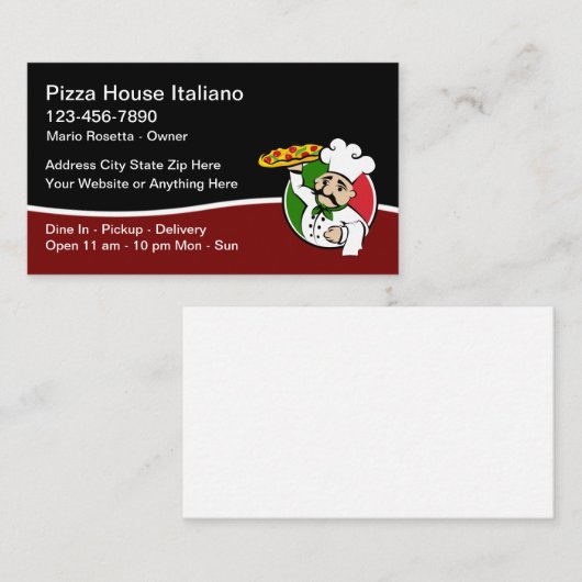 Italienische Küche Pizza Restaurant Business Cards Visitenkarte (Vorne/Hinten)