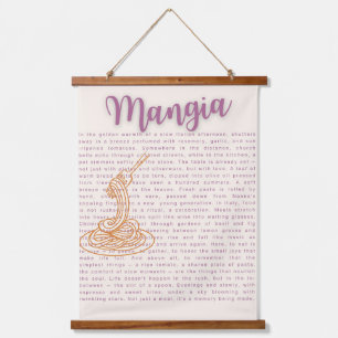 Italienische Küche Wand Kunst "Mangia" - Lebensm Wandteppich Mit Holzrahmen