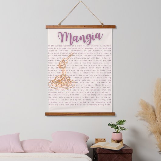 Italienische Küche Wand Kunst | "Mangia" - Lebensm Wandteppich Mit Holzrahmen (Schlafzimmer)