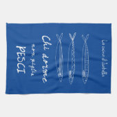 Italienische KüchenSardinen - kursiv zeichnend bla Geschirrtuch (Horizontal)