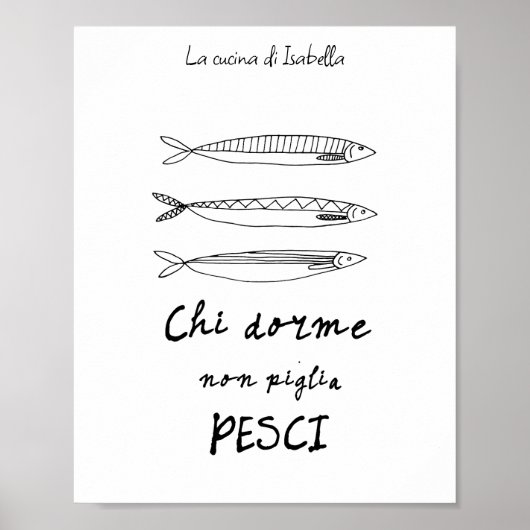 Italienische KüchenSardinen - kursiv zeichnend Zit Poster (Vorne)