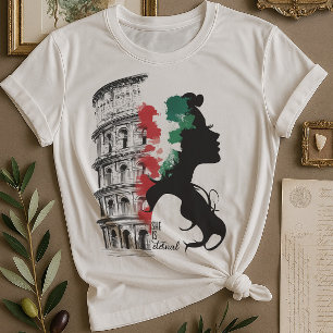 Italienische Kulturerbe-Frau und T-Shirt Kolosseum