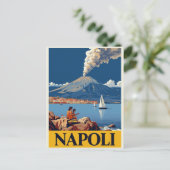 Italienische Küste Neapel Vesuv Kunstwerk Postkarte (Stehend Vorderseite)