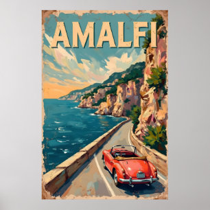 Italienische Küste : Vintage Ölmalerei Poster
