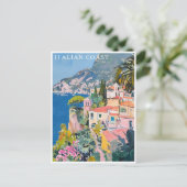 Italienische Küste Wasserfarbe Italien Landschaft Postkarte (Stehend Vorderseite)