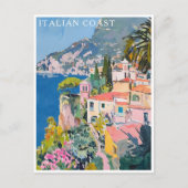 Italienische Küste Wasserfarbe Italien Landschaft Postkarte (Vorderseite)