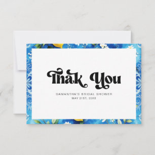 Italienische Küstenblaue Aquarell-Limonien-Braut-S Dankeskarte