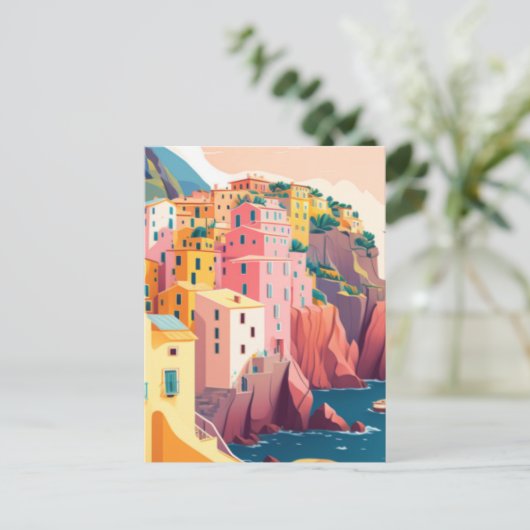 italienische Küstenstadt Postkarte (Stehend Vorderseite)