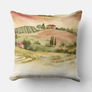 Italienische Landschaft Italien Aquarell Kissen