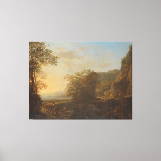 Italienische Landschaft mit Blick auf den Hafen, J Leinwanddruck (Vorderseite)