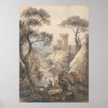 Italienische Landschaft mit Burg - Paul Sandby