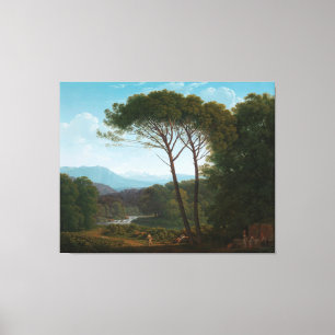 Italienische Landschaft mit Pinien, Hendrik Voogd, Leinwanddruck