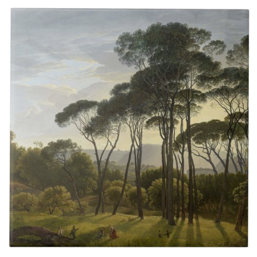 Italienische Landschaft mit Pinienbäumen (Voogd) Fliese (Vorderseite)