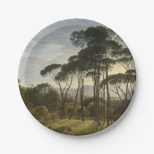 Italienische Landschaft mit Pinienbäumen (Voogd) Pappteller (Vorderseite)