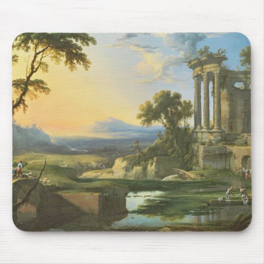 Italienische Landschaft mit Ruinen Mousepad (Vorne)