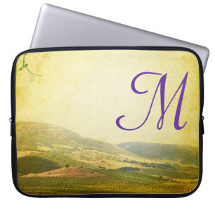 Italienische Landschaft Monogramm 15" Laptop-Hülle Laptopschutzhülle