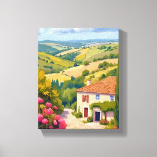 Italienische Landschaft   Weinberg Aquarell Reise Leinwanddruck